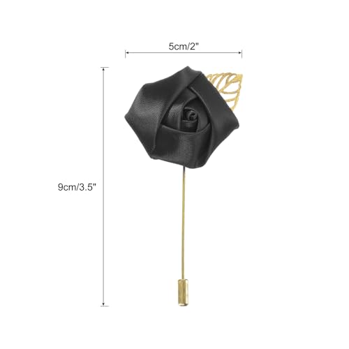 MECCANIXITY Groom Boutonnieres Rose Boutonnieres Pins for Wedding - color: Black