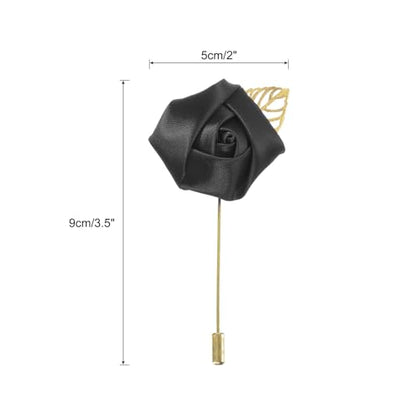 MECCANIXITY Groom Boutonnieres Rose Boutonnieres Pins for Wedding - color: Black