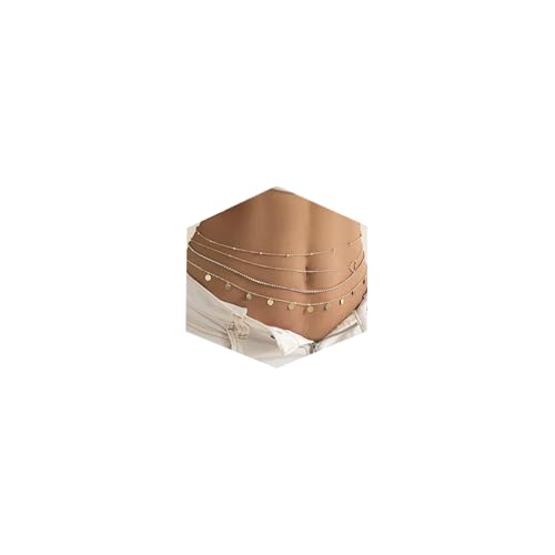 Gold Chain Belt - Fashion Waist Chain Belt with Moon, Butterfly Rhinestone & Layered Design - color: F1 -mix 4pcs gold