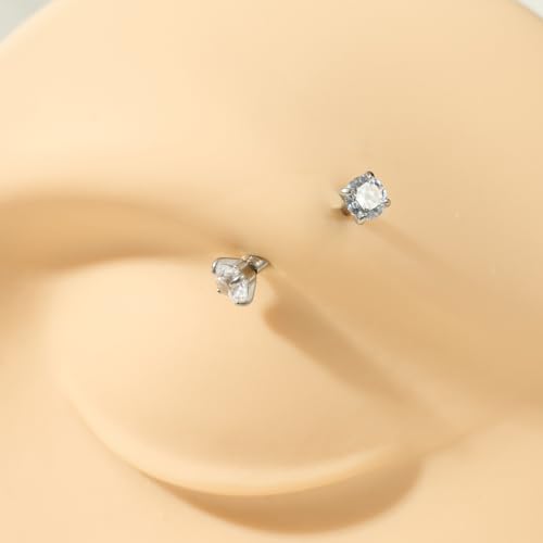 FECTAS 10PCS Eyebrow Rook Piercing Jewelry 16G Earrings Vertical Labret Lip Jewelry Curved Barbell Eyebrow Rings Tiny Small Belly Rings Ear Rook Helix Conch Daith Piercing Jewelry - color: silver