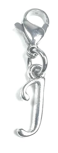 Initial Italic Cursive Stainless Steel Clasp Clip on Charm Graduation Cap Tassel Event Party Invitation Card Baby Shower Birthday Thank You Celebration Personalized Congratulations Choice of 26 Letters - style: Letter J