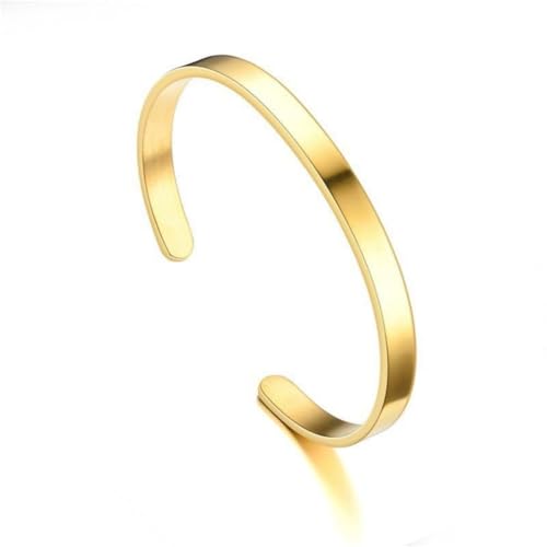 Stainless Steel Mens Cuff Bracelet-Open Metal Cuff Bangle Bracelets for Men,Mens Bracelet Jewelry Gift - color: gold