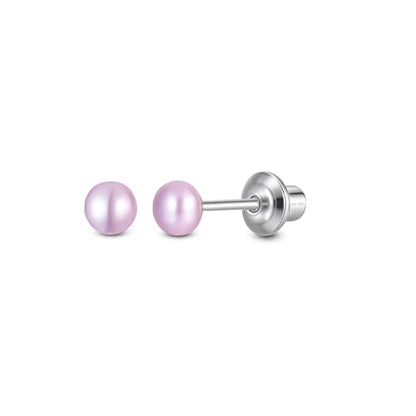 Pearl Screw Back Stud Earrings, 925 Sterling Silver Hypoallergenic - color: Purple, size: 4mm-Medium
