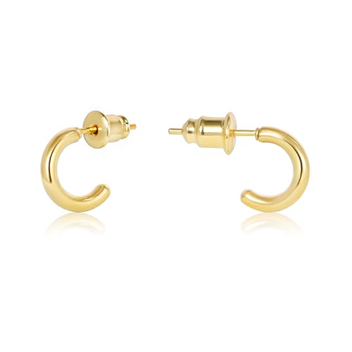 Minimalist Hoops for Women - 14K Gold Open Huggie Hoop Earrings, Hypoallergenic Tiny Hoops in Gold and Silver (Set of 1-5 Pairs) - color: 14K Gold - 6mm (1 Pairs)