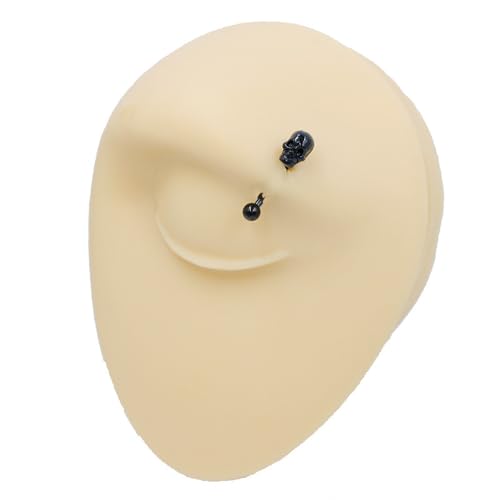 16G Black Skull Eyebrow Piercing Jewelry Surgical Steel Eyebrow Curved Barbell Ring Internal Thread Daith Rook Earrings Rook Halloween Jewelry for Women Men