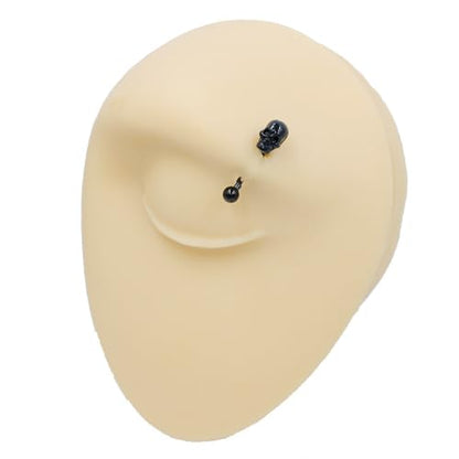 16G Black Skull Eyebrow Piercing Jewelry Surgical Steel Eyebrow Curved Barbell Ring Internal Thread Daith Rook Earrings Rook Halloween Jewelry for Women Men