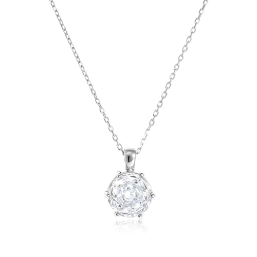 Cubic Zirconia Necklace Stainless Steel Color Change Synthetic Alexandrite/Solitaire Necklace Pendant Women - color: Round-Rose cut cz-S