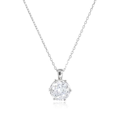 Cubic Zirconia Necklace Stainless Steel Color Change Synthetic Alexandrite/Solitaire Necklace Pendant Women - color: Round-Rose cut cz-S