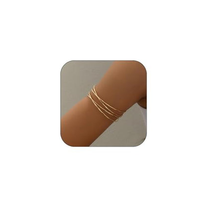 Todenb Upper Arm Cuff for Women Minimalist Adjustable Arm Band Gold Silver Arm Cuff Multi-Layer Arm Bracelet Upper Arm Jewelry - color: Gold Double Cross
