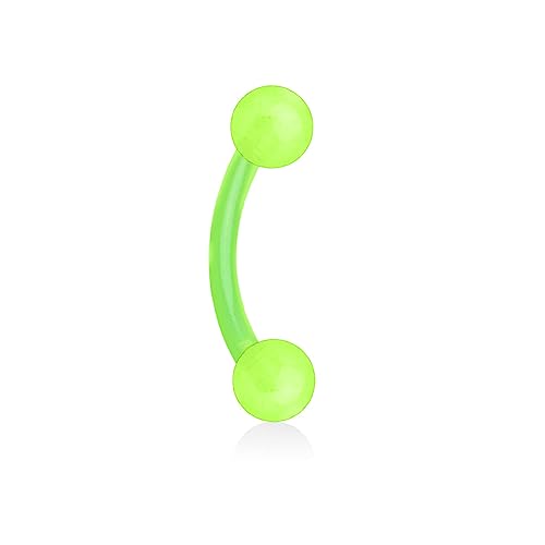 16g 8mm Daith Earring, Eyebrow Ring and Rook Piercing Jewelry, Acrylic Glow-in-The-Dark Retainer - style: Green
