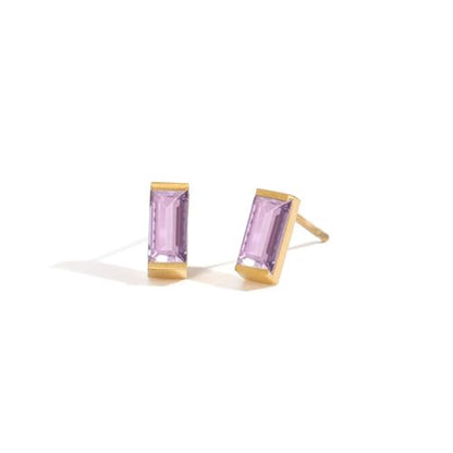 Birthstone Stud Earrings for Women 18K Gold Plated Stainless Steel Crystal Earrings Birthday Gift - color: 06 June