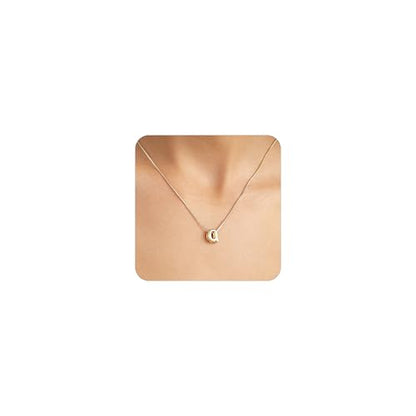 14K Gold Plated Bubble Letter Necklace, Tarnish Free and Waterproof Dainty Initial Necklace for Women, Trendy Personalized Gold Jewelry Gift for Her - color: Gold, style: Q