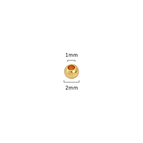 14K Gold Plated Round Spacer Beads 2mm 600pcs for Jewelry Making Findings Non Tarnish - color: 14K Gold, size: 2mm