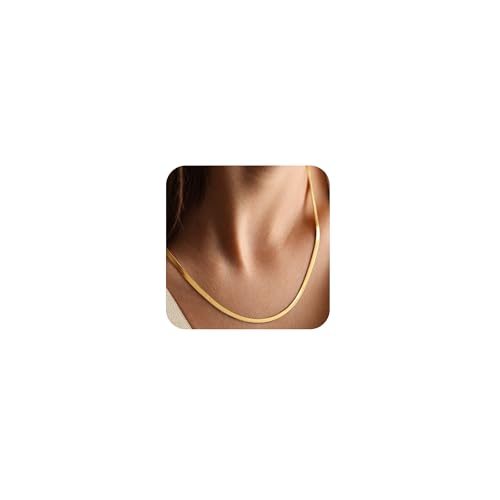 CHESKY Gold Necklace for Women 14K Plated/S925 sterling silver Snake Chain | Dainty Gold Necklace,Thin Chunky Chain,Simple Choker Necklaces for Women,Non tarnish Trendy Jewelry, Gifts for Women - color: gold, style: 3mm 16.5 inch snake