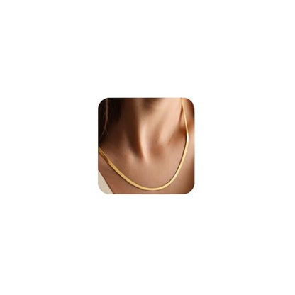 CHESKY Gold Necklace for Women 14K Plated/S925 sterling silver Snake Chain | Dainty Gold Necklace,Thin Chunky Chain,Simple Choker Necklaces for Women,Non tarnish Trendy Jewelry, Gifts for Women - color: gold, style: 3mm 16.5 inch snake