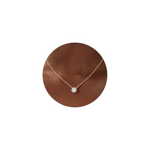 Turandoss Cubic Zirconia Necklace for Women, 14K Gold Plated Necklace | Gold Choker Necklace for Women, Trendy CZ Pearl Necklace, Simple Wedding Prom Jewelry, Bridesmaids Gifts - color: "Circle Zircon