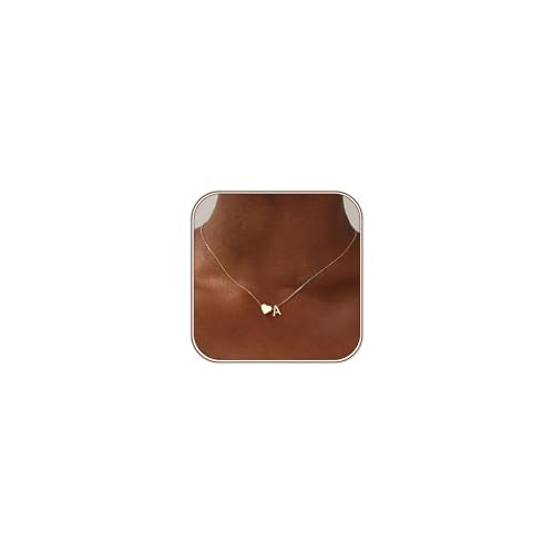 Turandoss Heart Initial Necklace for Women Teen Girls - 18K Gold Plated Letter A-Z Pendant Necklace Dainty Heart Necklaces Tiny Initial Necklaces Birthday Gifts for Women Jewelry - color: Gold, style: A.