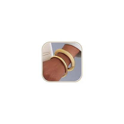 2pcs Gold Bangle Bracelets for Women, Trendy Hinged Cuff Open Wide Chunky Gold Bracelet Stack Arm Cuff Jewelry for Women - color: I-Gold Bangle