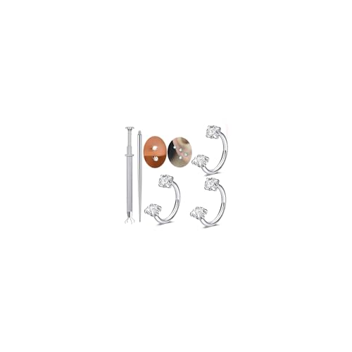 MODRSA 20g Nose Rings Hoops Nose Studs for Women Surgical Steel Hypoallergenic 20 Gauge Nostril Piercing Jewelry L Shape Crokscrew Silver Rose Gold Black Hoop Nostril Rings for Men - color: B11 - Horseshoe ring 20g - silver