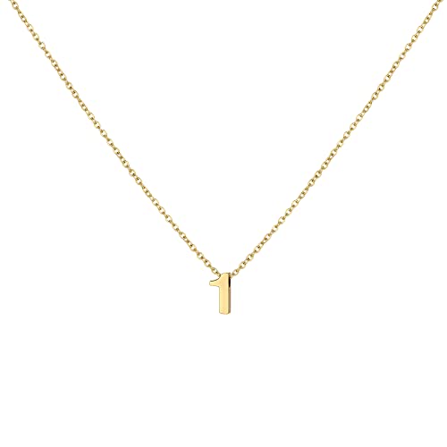Number Necklace for Women Dainty 18K Gold Plated Pendant Necklace Charm Birth Month Personalized Jewelry Birthday Gift - color: GOLD, style: Number 1