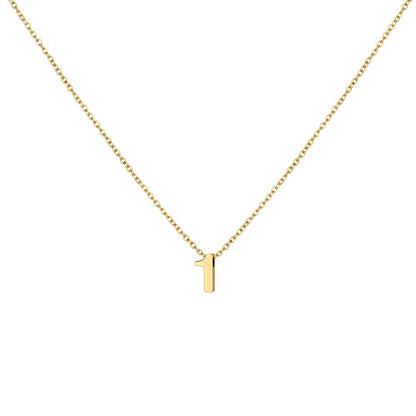Number Necklace for Women Dainty 18K Gold Plated Pendant Necklace Charm Birth Month Personalized Jewelry Birthday Gift - color: GOLD, style: Number 1
