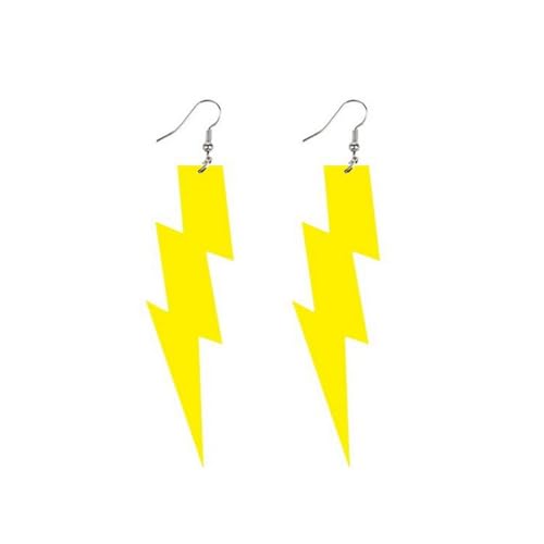 80s 90s Neon Earrings Fluorescence Retro Acrylic Lightning Drop Dangle Earring for Women Party Jewelry - color: yellow