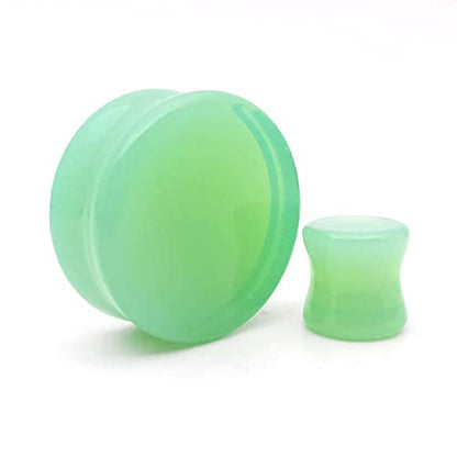 Mint Green Opalite Glass Ear Plug gauges (22mm- 7/8 inch) - size: 22 mm (7/8 inch)