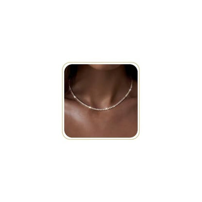 Tewiky Layered Necklaces for Women 14k Gold Plated Chain Necklace Set | Chunky Herringbone/Snake/Rope/Box/Cuban Link Chain for Women, Layering Stack Choker Necklace, Dainty Jewelry Set Non Tarnish - color: Tennis Necklace Gold