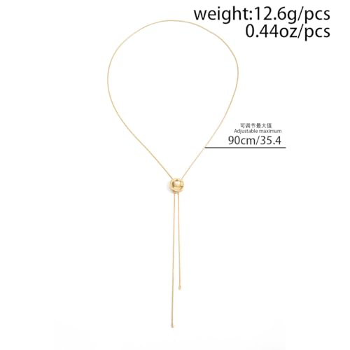 Gold Lariat Necklace Y Shaped Necklace Long Chain Necklace Adjustable Elegant Drop Design jewelry for women gifts for women Minimal Fashion Layering Accessory - color: Gold Lariat Necklace