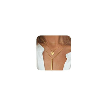 Layered Necklaces for Women - Dainty Necklace Stack 14K Gold Plated Layering Pendant Necklace Set Simple Gold Necklaces for Women Trendy Jewelry Gifts for Women - color: Gold-Set1