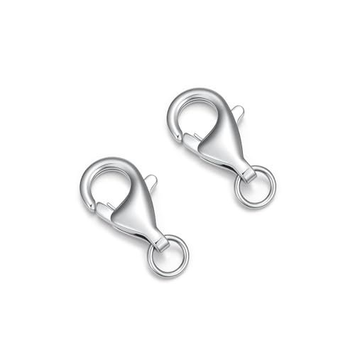 925 Sterling Silver Lobster Clasp for DIY Necklace Bracelet Jewelry Making, Double Spring Clasp with Closed Jump Rings, Necklace Extender Clasp Connector Bracelet Extension (Style 5) - style: Style 5