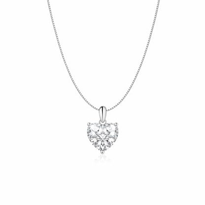 Savlano 925 Sterling Silver Moissanite Pendant Necklace, 6MM,8MM Round, Princess & Heart Cut 0.8–2CT D Color, with 18" Box Chain for Women – Comes with A GRA Certificate – Made in Italy - style: 2ct 8mm Heart Cut