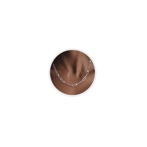 MBW Silver Paperclip Chain Necklace for Women,Dainty Sterling Silver Choker Necklaces for Women Trendy Simple Long Chunky Minimalist Waterproof Link Necklace Jewelry Gifts for Women 16/18/20 in - color: 5mm16"