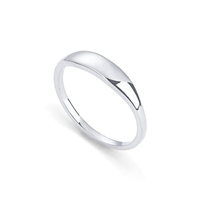 PAVOI 14K Gold Plated Chunky Signet Ring for Women | Women's Stackable Bands - color: White Gold, size: 9