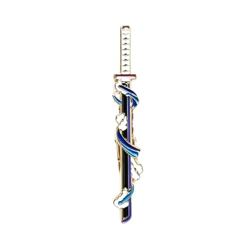 Anime Sword Enamel Tie Clips for Men, Gold-Tone, Anime Theme, Set of 9 Designs - color: Giyuu