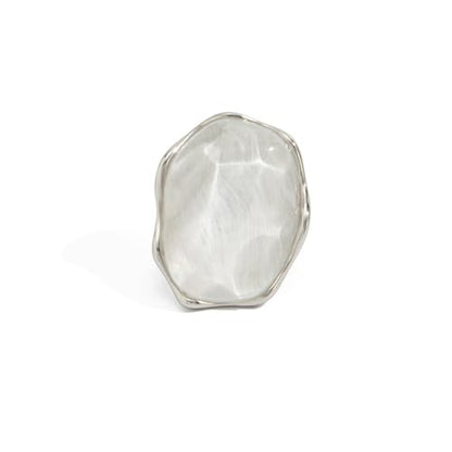 Irregular Large Resin Open Statement Rings for Women Boho Chunky Oval Finger Charm Ring Adjustable Geometric Enamel Teardrop Cocktail Ring Jewelry - color: White