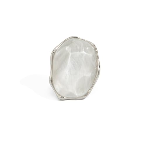 Irregular Large Resin Open Statement Rings for Women Boho Chunky Oval Finger Charm Ring Adjustable Geometric Enamel Teardrop Cocktail Ring Jewelry - color: White