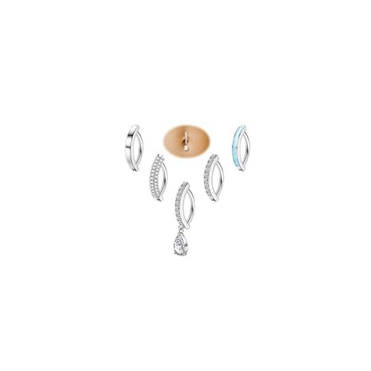 FIASASO 5Pcs Belly Button Ring for Women 14G Short Navel Rings Silver Clicker Belly Piercing Pack Simple Dangle Cute CZ Belly Small Hypoallergenic Belly Button Ring Reverse Piercings Jewelry - color: SILVER