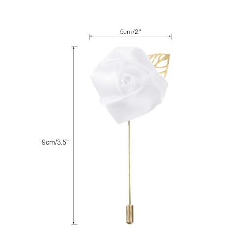 MECCANIXITY Groom Boutonnieres Rose Boutonnieres Pins for Wedding - color: White