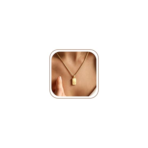 Initial Necklaces 18K Gold Plated,Gold Necklace for Women | Waterproof and Sweat-Resistant / Reinforced Box Chain,Long-Lasting Color Retention - color: Q