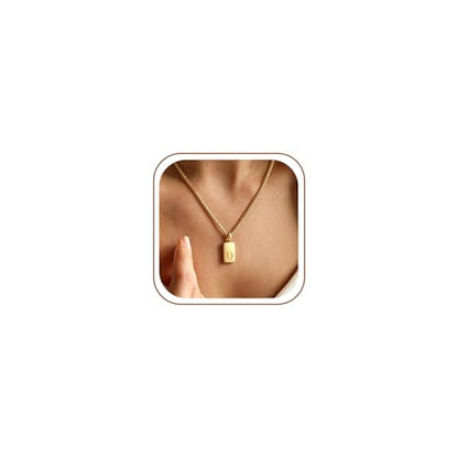 Initial Necklaces 18K Gold Plated,Gold Necklace for Women | Waterproof and Sweat-Resistant / Reinforced Box Chain,Long-Lasting Color Retention - color: Q