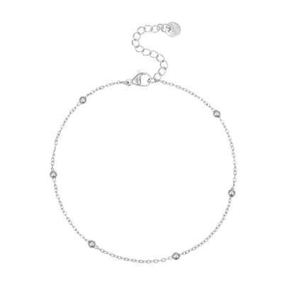 NONAMOIS Ankle Bracelets for Women Dainty 18K Gold Plated Anklet Waterproof Round Beaded Paperclip Herringbone Pearl Chain Anklets Waterproof Beach Foot Jewelry - color: Beaded-White Gold