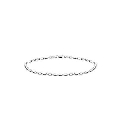 Savlano 925 Sterling Silver Oval Rice Bead Strand Chain Anklet For Women - Made in Italy Comes With a Gift Box - style: 3MM