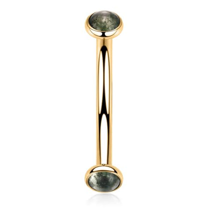 GAGABODY Titanium Eyebrow Jewelry - Curved Barbell & Labret Stud, 16g - Belly Button Ring & Cartilage Earring - Opal Bridge Jewelry - color: 1Pc-Disc Shape Gold+Green Agate