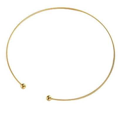 JAJAFOOK Minimalist Round Gold-Tone Bar Necklace Simple Fashion High Neck Choker Female King Neckwire - color: Wire with Ball