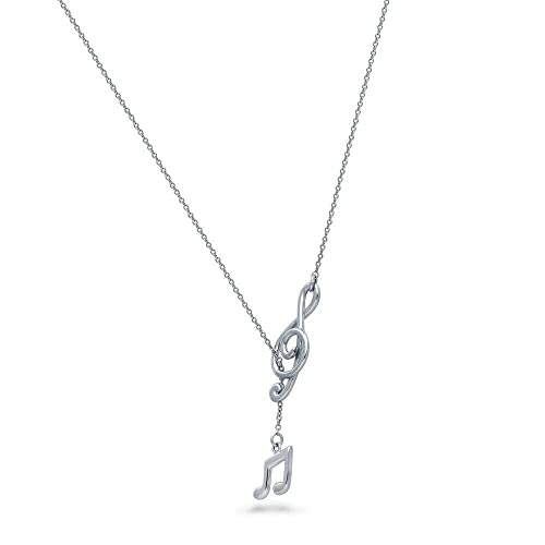 BERRICLE Sterling Silver Lariat Necklace for Women - Celestial Charm, Infinity Cross, Melody Note, Teardrop Styles - style: Melody Note
