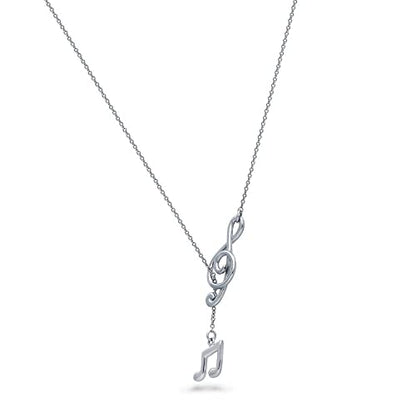 BERRICLE Sterling Silver Lariat Necklace for Women - Celestial Charm, Infinity Cross, Melody Note, Teardrop Styles - style: Melody Note