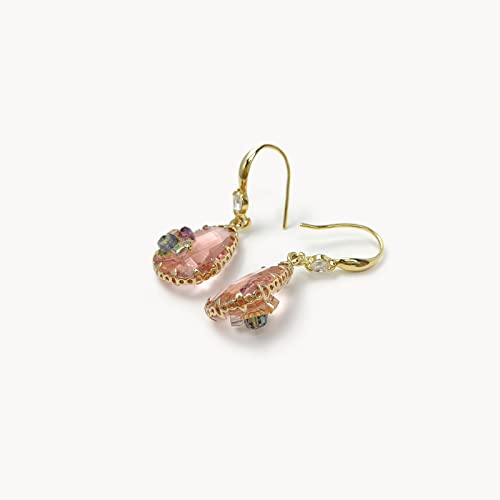 Crystal Teardrop Earrings 14K Gold Plated Dangle Earrings for Women
