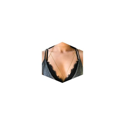 Gold Plated Body Chain for Women, Layered Bikini Waist Chain | Sexy Rhinestone Body Jewelry, Chest Belly Chain, Adjustable Fit, Crossover Design, Summer Beach Parties and Vacations - color: Gold7
