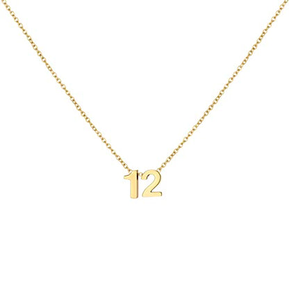Number Necklace for Women Dainty 18K Gold Plated Pendant Necklace Charm Birth Month Personalized Jewelry Birthday Gift - color: GOLD, style: Number 12